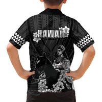 Hawaii King Kamehameha Day Parade Family Matching Off The Shoulder Long Sleeve Dress and Hawaiian Shirt With Pa'u Riders Plumeria Kakau Tribal Pattern LT05 - Polynesian Pride