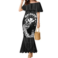 Hawaii King Kamehameha Day Parade Mermaid Dress With Pa'u Riders Plumeria Kakau Tribal Pattern LT05 Women Black - Polynesian Pride