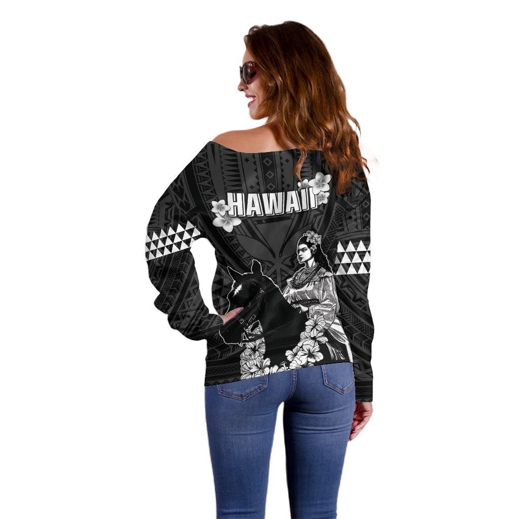 Hawaii King Kamehameha Day Parade Off Shoulder Sweater With Pa'u Riders Plumeria Kakau Tribal Pattern