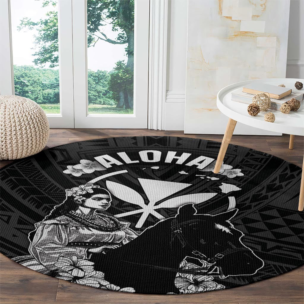 Hawaii King Kamehameha Day Parade Round Carpet With Pa'u Riders Plumeria Kakau Tribal Pattern LT05 - Polynesian Pride