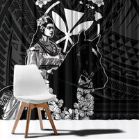 Hawaii King Kamehameha Day Parade Window Curtain With Pa'u Riders Plumeria Kakau Tribal Pattern