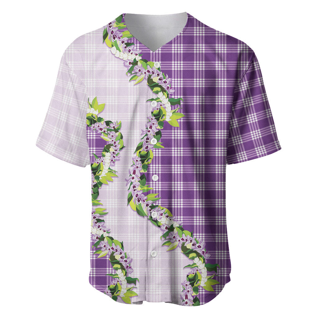 Violet Hawaii Palaka Baseball Jersey Maile Pikake Honohono Orchid Lei