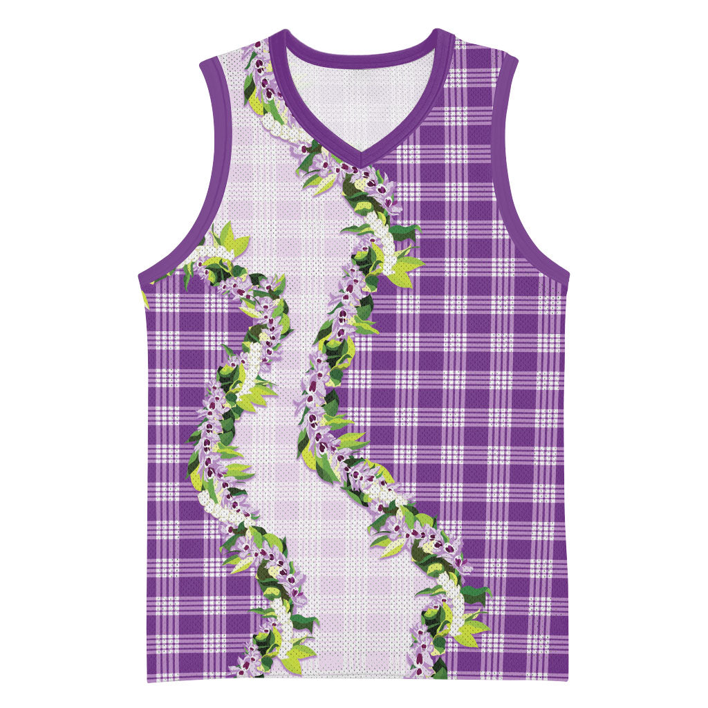 Violet Hawaii Palaka Basketball Jersey Maile Pikake Honohono Orchid Lei