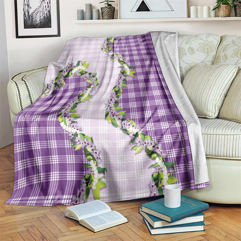Violet Hawaii Palaka Blanket Maile Pikake Honohono Orchid Lei