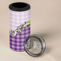 Violet Hawaii Palaka 4 in 1 Can Cooler Tumbler Maile Pikake Honohono Orchid Lei