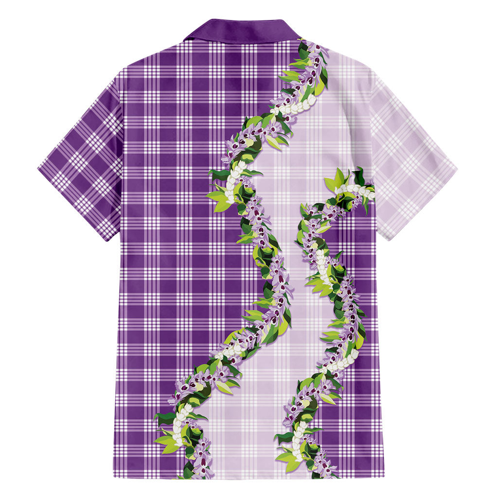 Violet Hawaii Palaka Family Matching Off Shoulder Maxi Dress and Hawaiian Shirt Maile Pikake Honohono Orchid Lei LT05 - Polynesian Pride