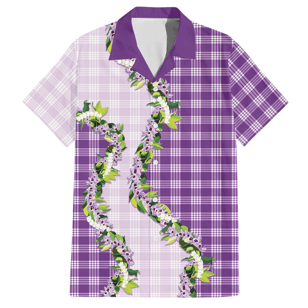 Violet Hawaii Palaka Hawaiian Shirt Maile Pikake Honohono Orchid Lei