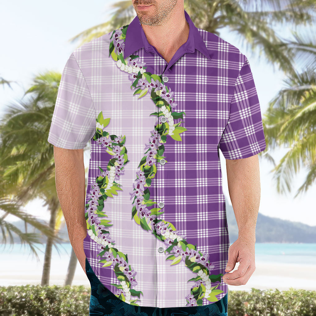 Violet Hawaii Palaka Hawaiian Shirt Maile Pikake Honohono Orchid Lei