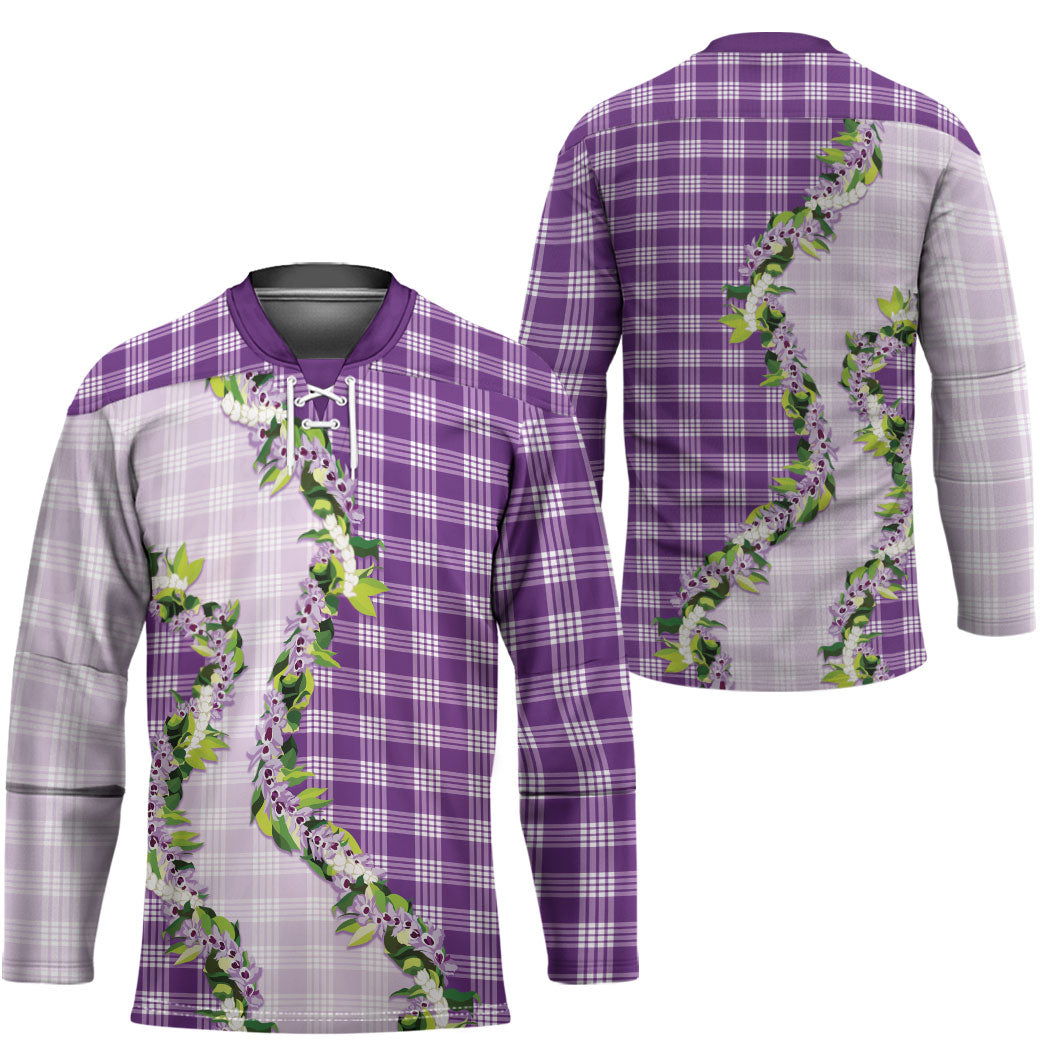 Violet Hawaii Palaka Hockey Jersey Maile Pikake Honohono Orchid Lei