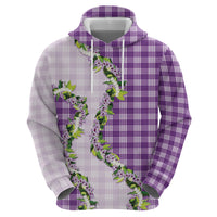 Violet Hawaii Palaka Hoodie Maile Pikake Honohono Orchid Lei