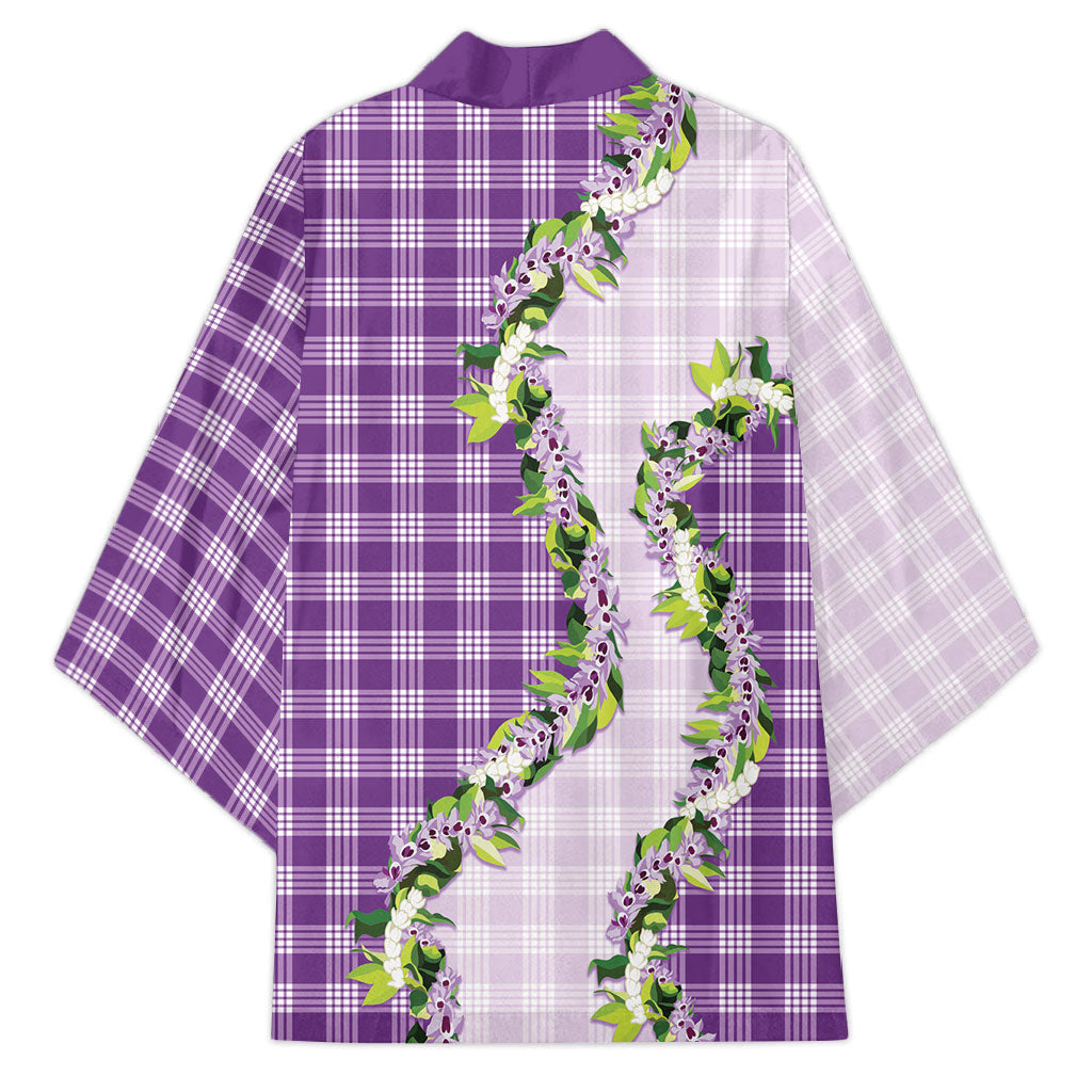 Violet Hawaii Palaka Kimono Maile Pikake Honohono Orchid Lei