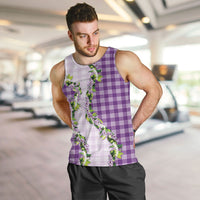 Violet Hawaii Palaka Men Tank Top Maile Pikake Honohono Orchid Lei