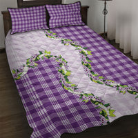Violet Hawaii Palaka Quilt Bed Set Maile Pikake Honohono Orchid Lei