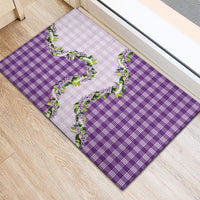 Violet Hawaii Palaka Rubber Doormat Maile Pikake Honohono Orchid Lei