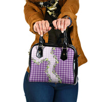 Violet Hawaii Palaka Shoulder Handbag Maile Pikake Honohono Orchid Lei LT05 One Size Violet - Polynesian Pride