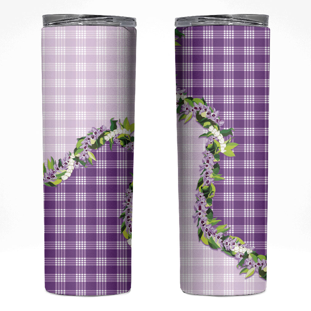 Violet Hawaii Palaka Skinny Tumbler Maile Pikake Honohono Orchid Lei