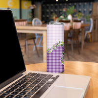 Violet Hawaii Palaka Skinny Tumbler Maile Pikake Honohono Orchid Lei