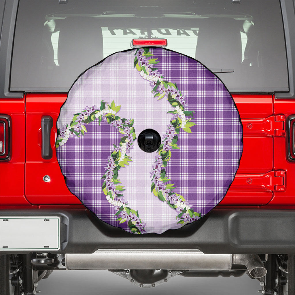 Violet Hawaii Palaka Spare Tire Cover Maile Pikake Honohono Orchid Lei