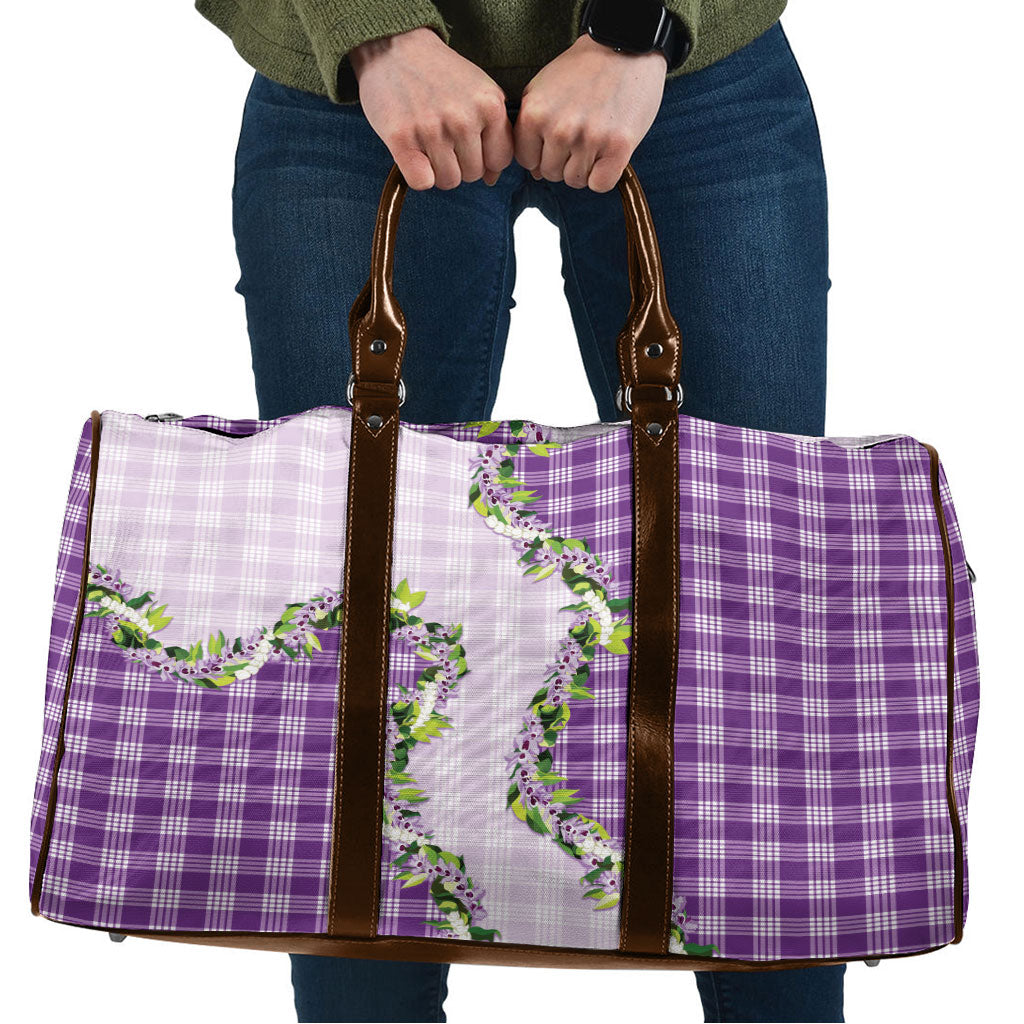 Violet Hawaii Palaka Travel Bag Maile Pikake Honohono Orchid Lei