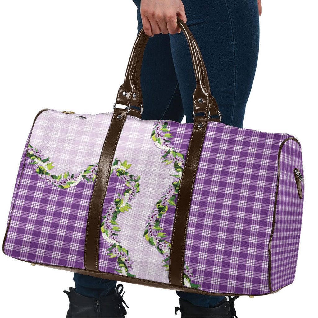 Violet Hawaii Palaka Travel Bag Maile Pikake Honohono Orchid Lei
