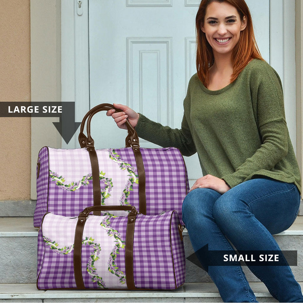 Violet Hawaii Palaka Travel Bag Maile Pikake Honohono Orchid Lei