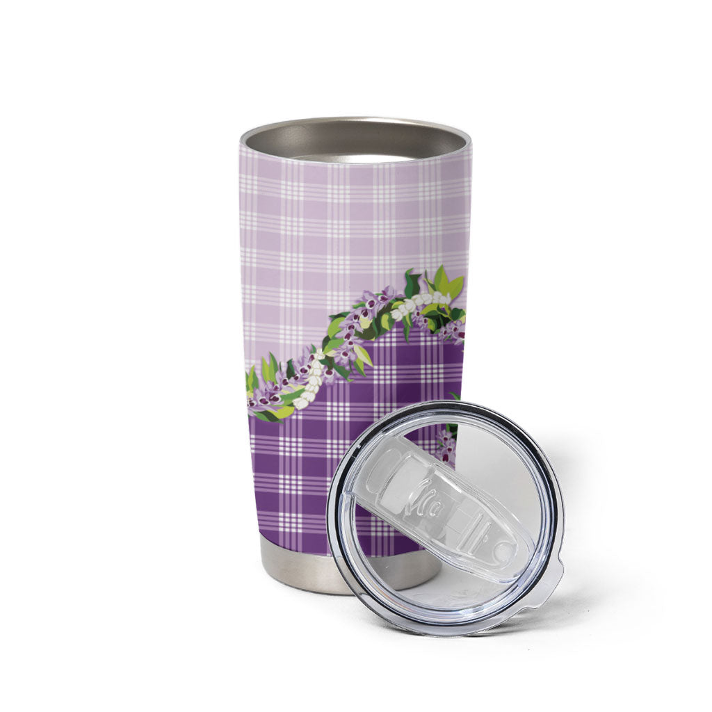 Violet Hawaii Palaka Tumbler Cup Maile Pikake Honohono Orchid Lei