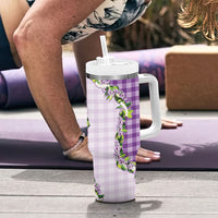 Violet Hawaii Palaka Tumbler With Handle Maile Pikake Honohono Orchid Lei