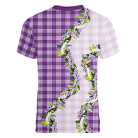 Violet Hawaii Palaka Women V-Neck T-Shirt Maile Pikake Honohono Orchid Lei LT05 - Polynesian Pride