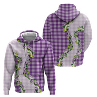 Violet Hawaii Palaka Zip Hoodie Maile Pikake Honohono Orchid Lei