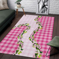 Pink Hawaii Palaka Area Rug Maile Pikake Honohono Orchid Lei
