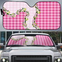 Pink Hawaii Palaka Auto Sun Shade Maile Pikake Honohono Orchid Lei