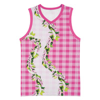Pink Hawaii Palaka Basketball Jersey Maile Pikake Honohono Orchid Lei