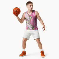 Pink Hawaii Palaka Basketball Jersey Maile Pikake Honohono Orchid Lei