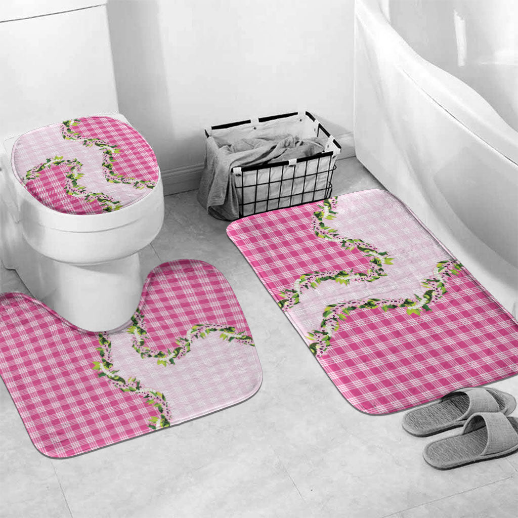 Pink Hawaii Palaka Bathroom Set Maile Pikake Honohono Orchid Lei LT05 Mat Set Only (3 pcs) One Size Pink - Polynesian Pride