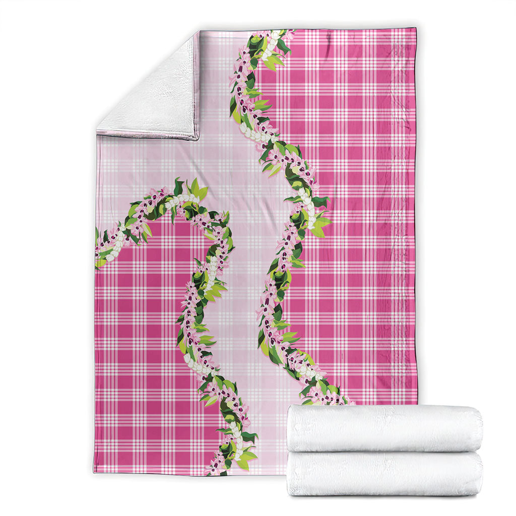Pink Hawaii Palaka Blanket Maile Pikake Honohono Orchid Lei