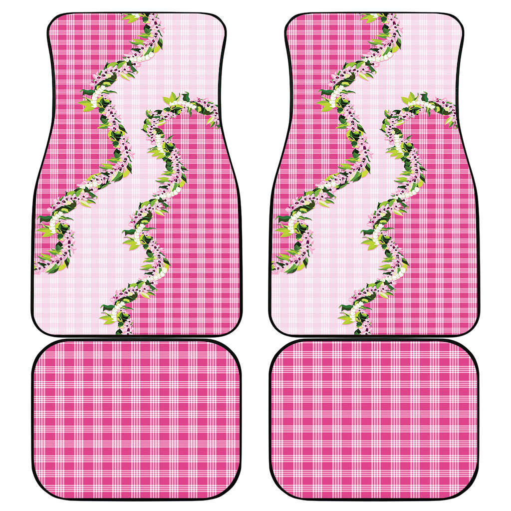 Pink Hawaii Palaka Car Mats Maile Pikake Honohono Orchid Lei