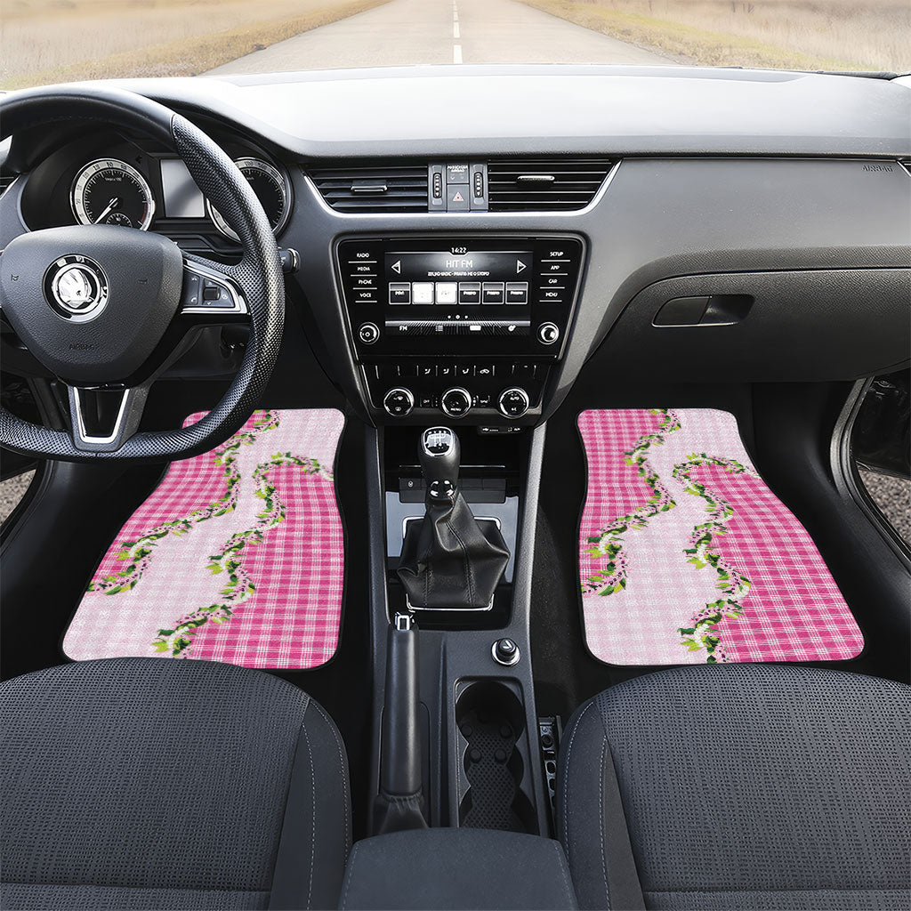 Pink Hawaii Palaka Car Mats Maile Pikake Honohono Orchid Lei