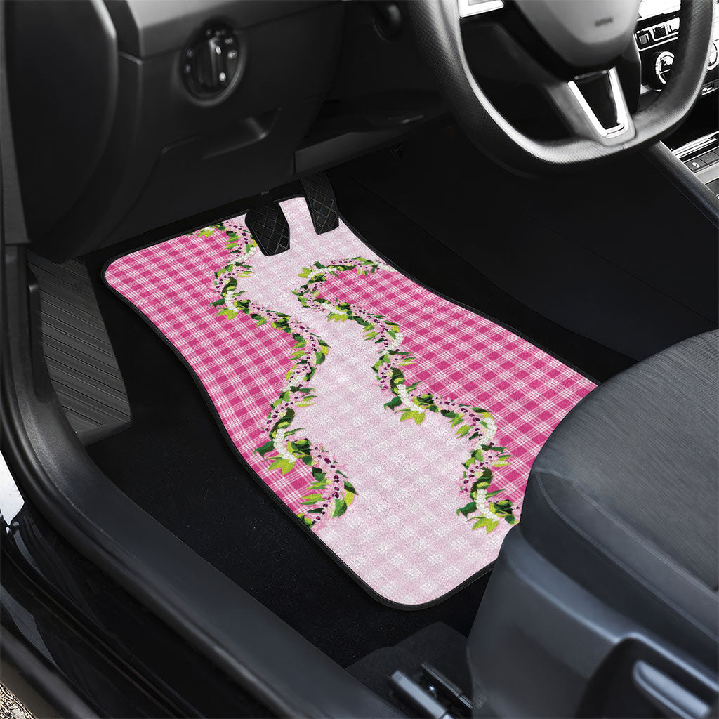 Pink Hawaii Palaka Car Mats Maile Pikake Honohono Orchid Lei