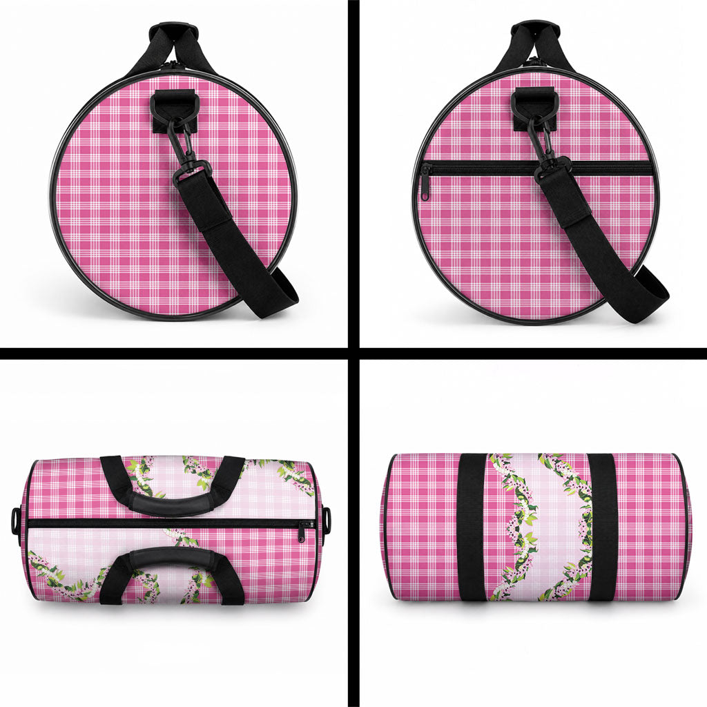 Pink Hawaii Palaka Duffle Bag Maile Pikake Honohono Orchid Lei LT05 - Polynesian Pride