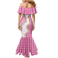Pink Hawaii Palaka Family Matching Mermaid Dress and Hawaiian Shirt Maile Pikake Honohono Orchid Lei LT05 - Polynesian Pride