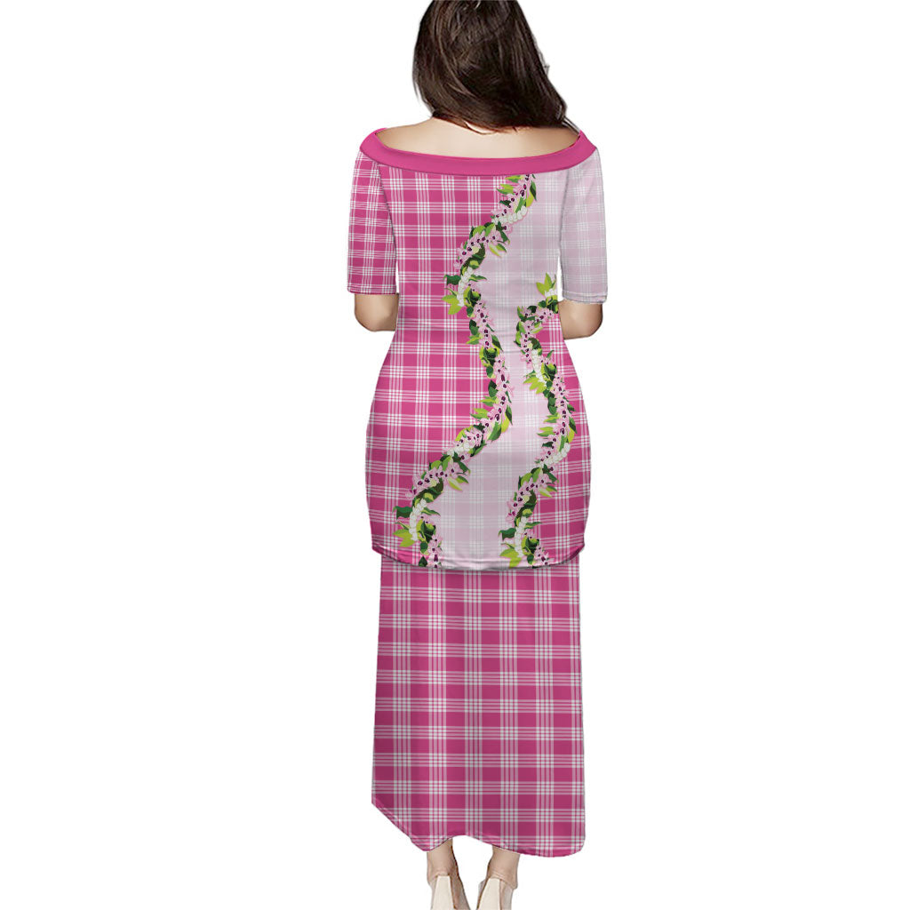 Pink Hawaii Palaka Family Matching Puletasi and Hawaiian Shirt Maile Pikake Honohono Orchid Lei LT05 - Polynesian Pride