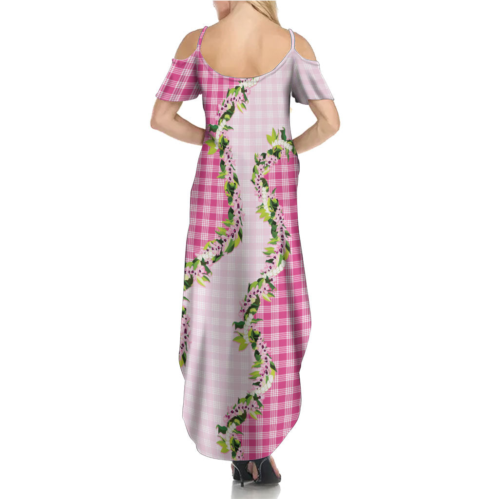 Pink Hawaii Palaka Family Matching Summer Maxi Dress and Hawaiian Shirt Maile Pikake Honohono Orchid Lei LT05 - Polynesian Pride