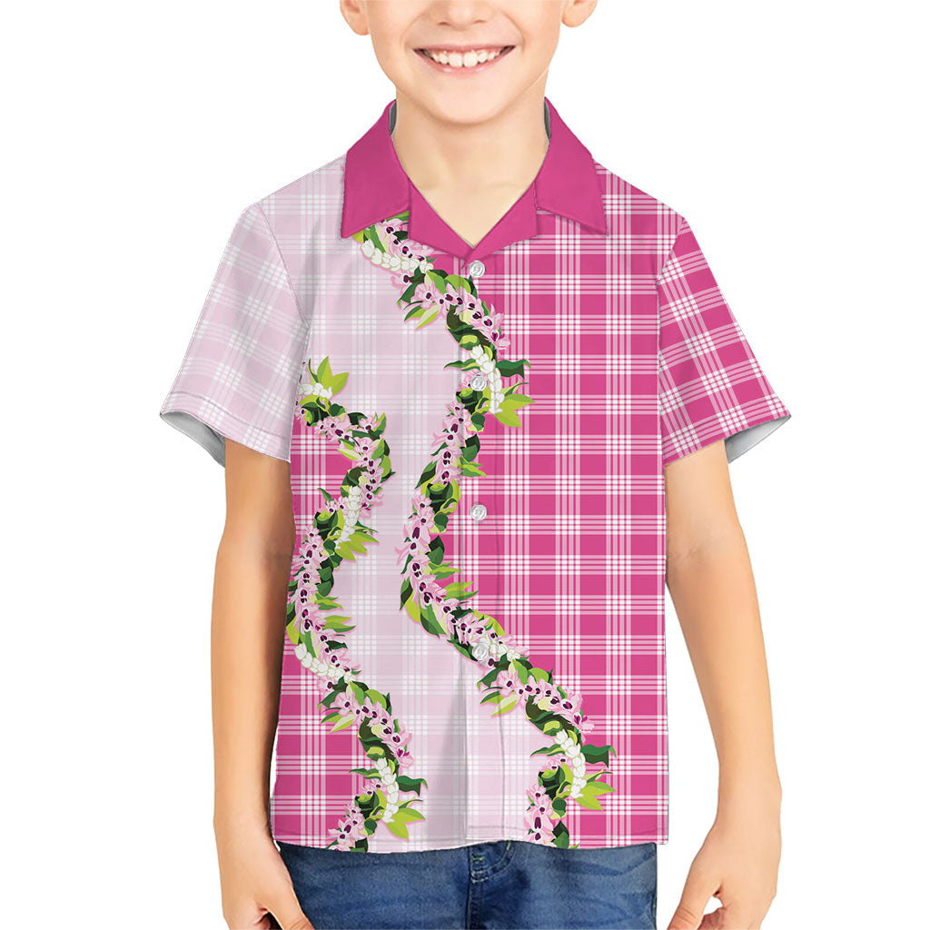Pink Hawaii Palaka Family Matching Tank Maxi Dress and Hawaiian Shirt Maile Pikake Honohono Orchid Lei LT05 Son's Shirt Pink - Polynesian Pride