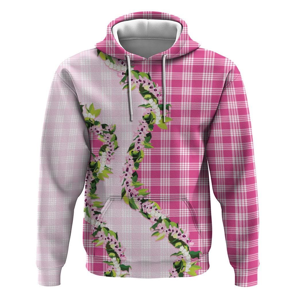 Pink Hawaii Palaka Hoodie Maile Pikake Honohono Orchid Lei