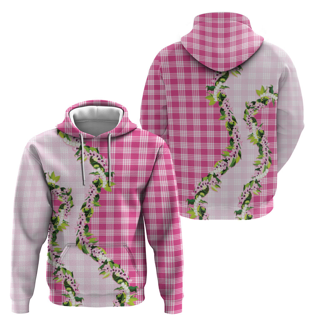Pink Hawaii Palaka Hoodie Maile Pikake Honohono Orchid Lei