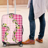 Pink Hawaii Palaka Luggage Cover Maile Pikake Honohono Orchid Lei