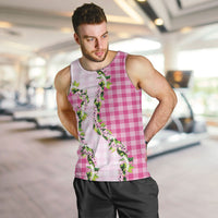 Pink Hawaii Palaka Men Tank Top Maile Pikake Honohono Orchid Lei