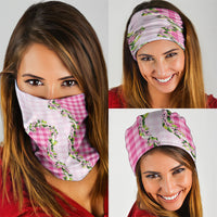 Pink Hawaii Palaka Neck Gaiter Maile Pikake Honohono Orchid Lei