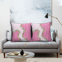 Pink Hawaii Palaka Pillow Cover Maile Pikake Honohono Orchid Lei
