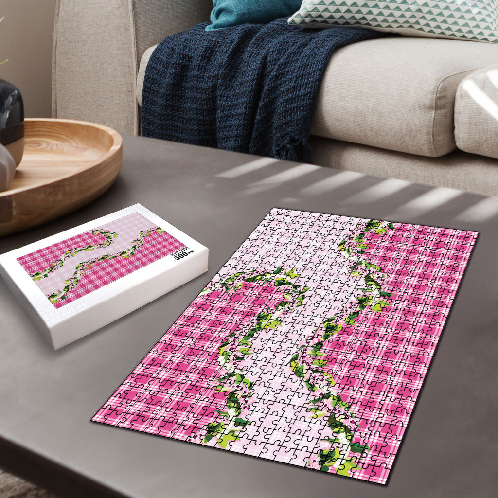 Pink Hawaii Palaka Puzzle Maile Pikake Honohono Orchid Lei
